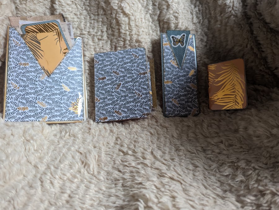 Laminated 5-part journal and accessory pack - green and gold