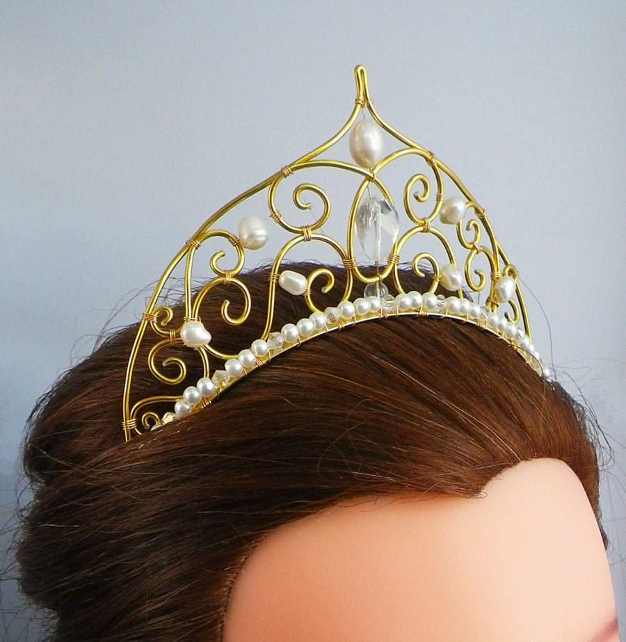 Statement Tiara Gold Wedding Tiara bridal hair piece wedding hair piece bridal