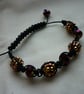 GOLD, RAINBOW IRIS AND BLACK MACRAME BRACELET. - Image 4