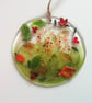 Handcut Glass Autumn Leaf Suncatcher: Seasonal Berry Hanger - Image 1