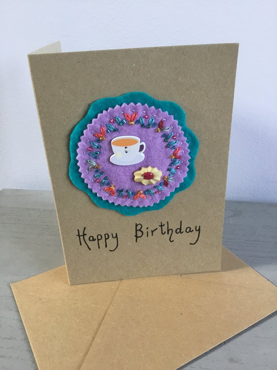 Hand Embroidered Friendship Birthday Card