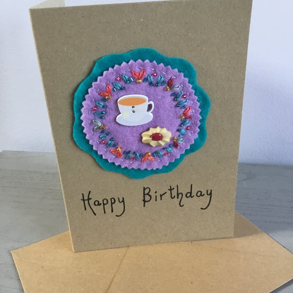Hand Embroidered Friendship Birthday Card