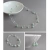 Mint Green Floating Pearl Jewellery Set - Aqua Necklace, Bracelet and Earrings