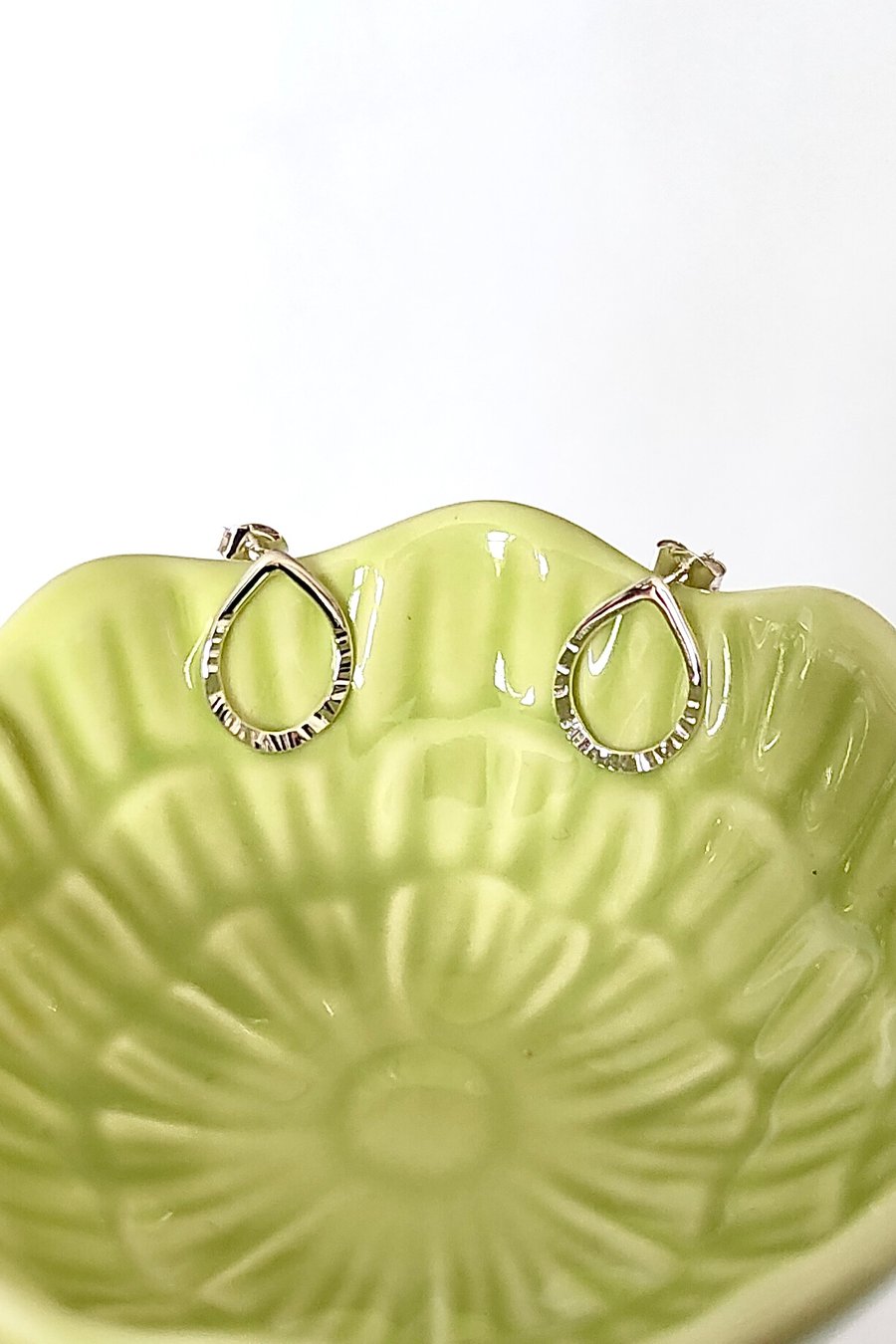 Sterling Silver Hammered large Teardrop Stud Earrings