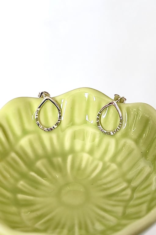 Sterling Silver Hammered large Teardrop Stud Earrings