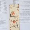Robin wooden bookmark, garden bird decoupaged Christmas stocking filler gift 