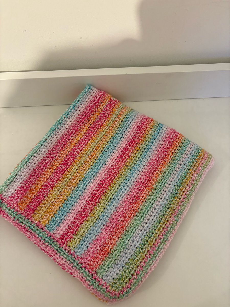 Hand crochet baby blanket. 