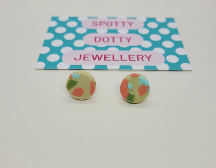 Pastel Shimmer Polymer Clay Stud Earrings 