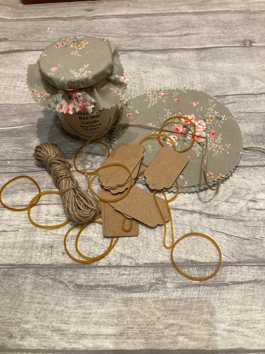 Jam Jar Covers Grey Flower Theme