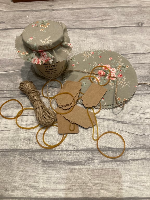 Jam Jar Covers Grey Flower Theme