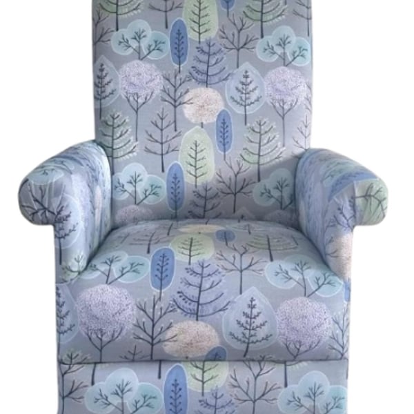 Voyage Lyall Cornflower Blue Floral Armchair Adult Chair Green Accent Small 