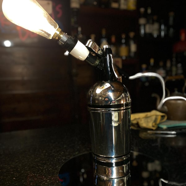 1970s Sparklet Soda Syphon -Up-cycled vintage table lamp.