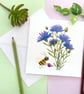 Gardening Bee and Wildflower Blank Greetings Card Card for Gardeners