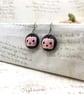 Pastel pink pumpkin fabric dangle earrings Halloween jewellery - Image 7