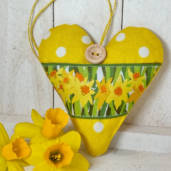 SPRING HEART - Daffodil Heart - yellow polka dots