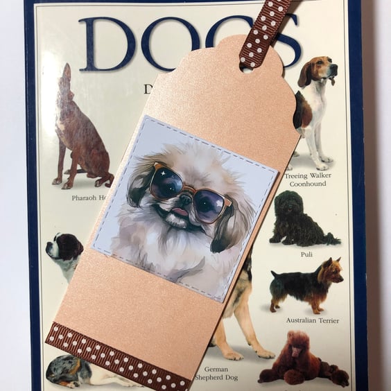 Pekingese Dog Bookmark, Handmade Ribbon Marker, Personalisation optional