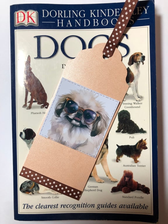 Pekingese Dog Bookmark, Handmade Ribbon Marker