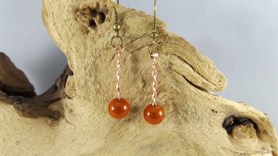 copper earrings with miracle beads