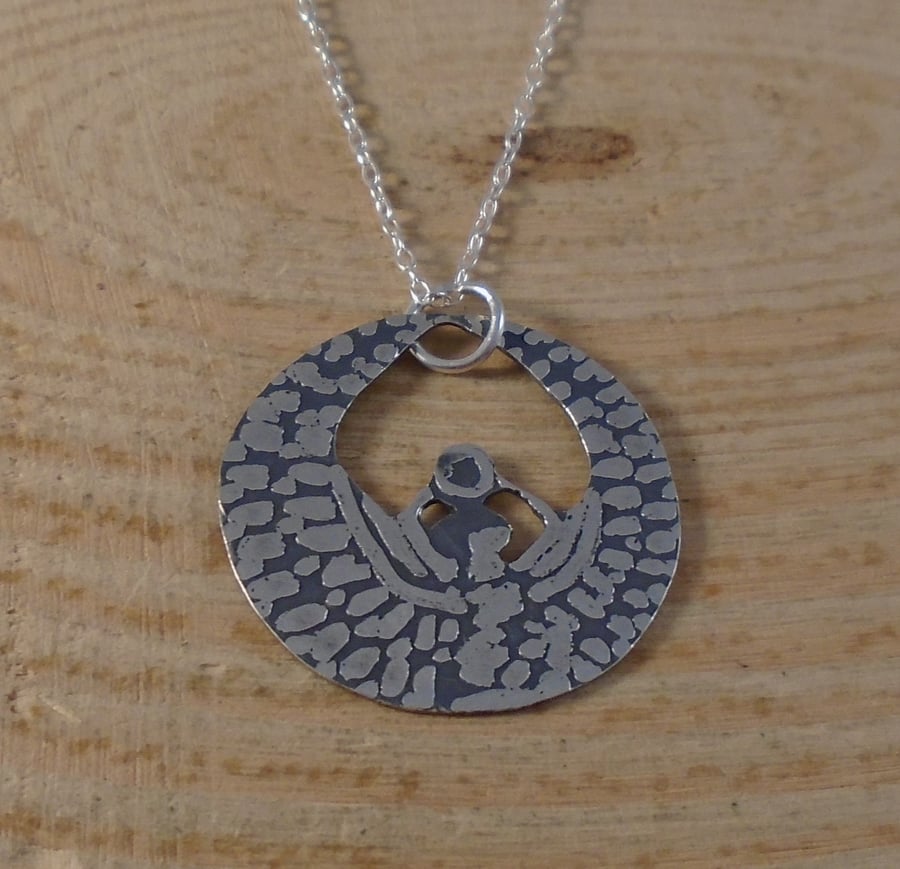 Sterling Silver Etched Egyptian Goddess Necklace