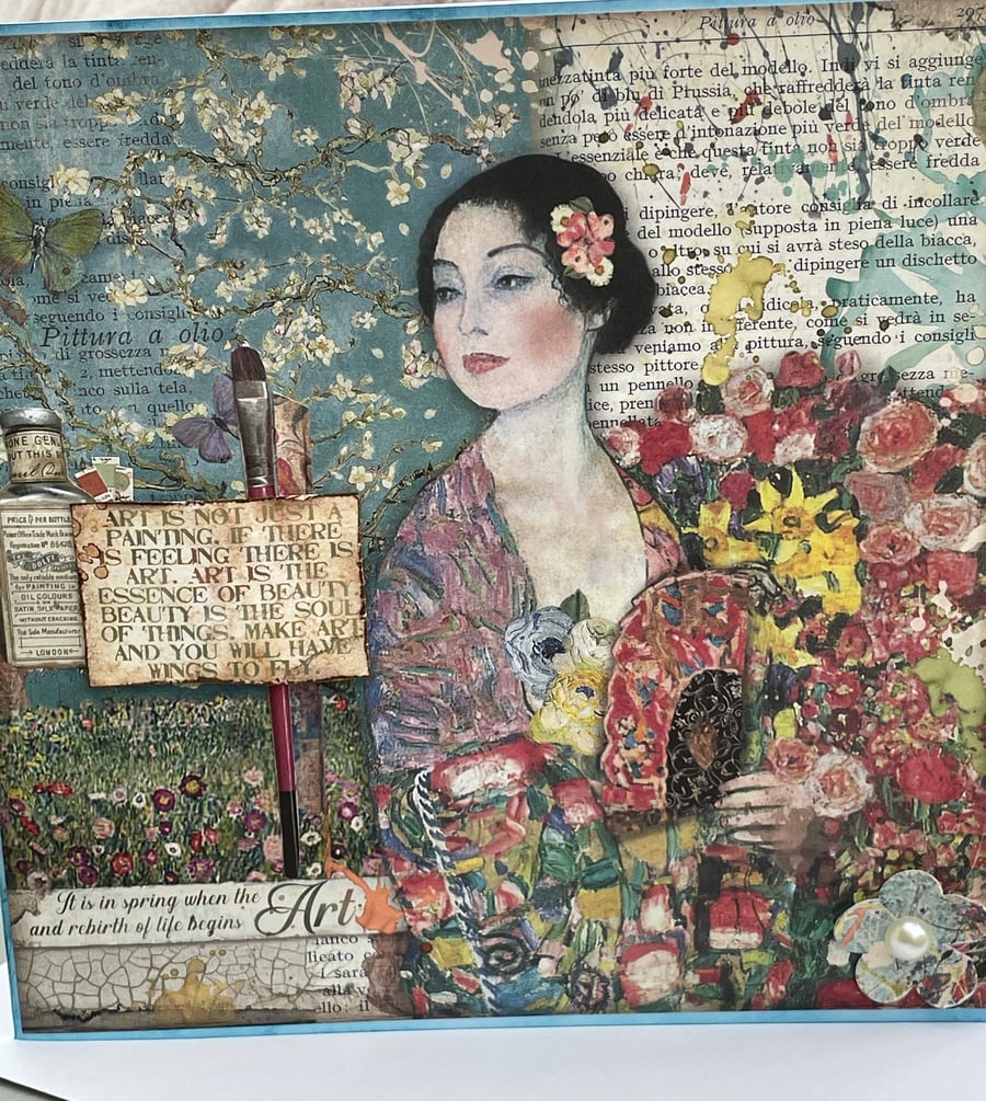 Art is not just a painting beautiful lady birthday card