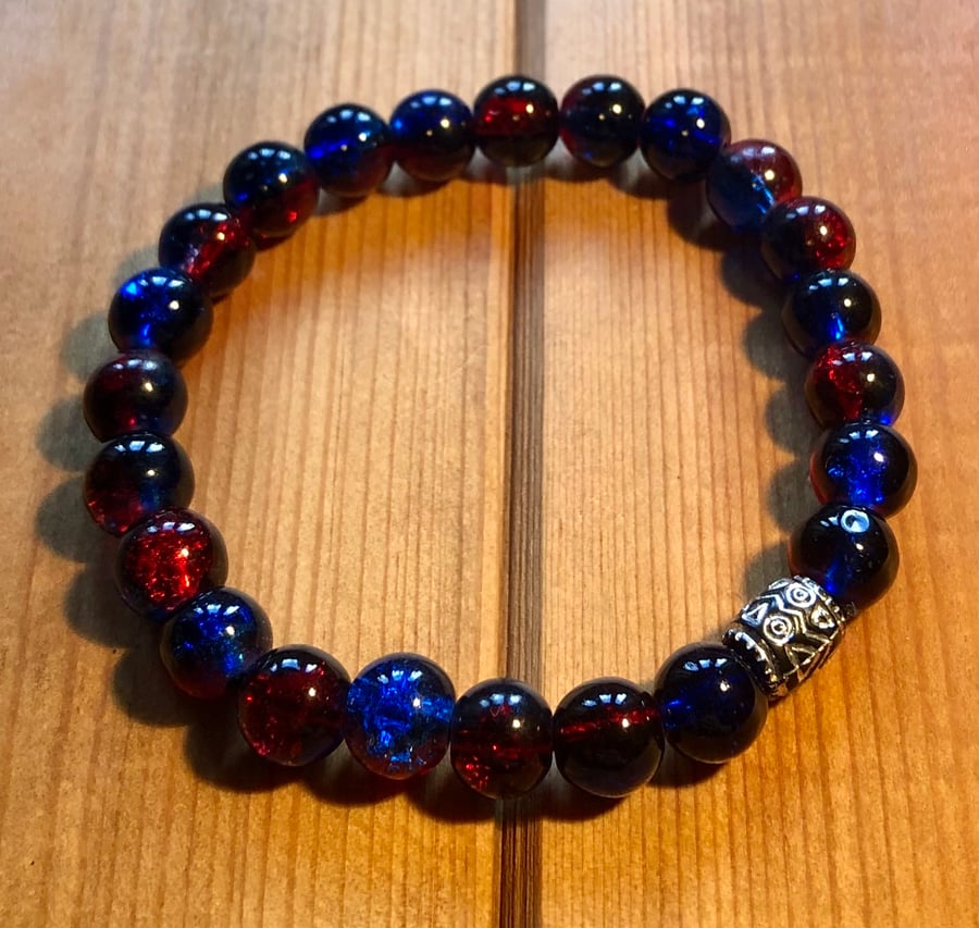 Red and blue elasticated bracelet 