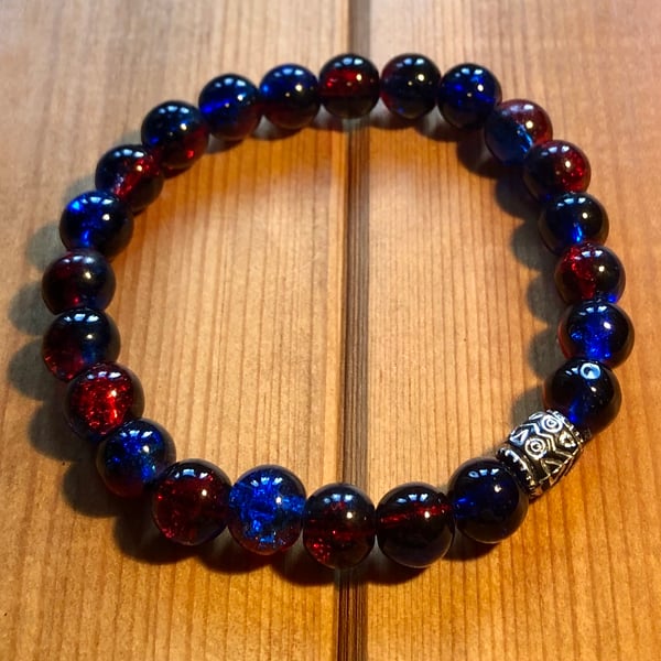 Red and blue elasticated bracelet 