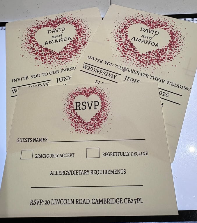 Handmade Wedding Invitation, Heart Confetti Design 