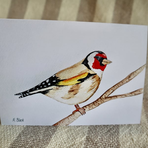 Hand painted goldfinch cards - PRINT version 