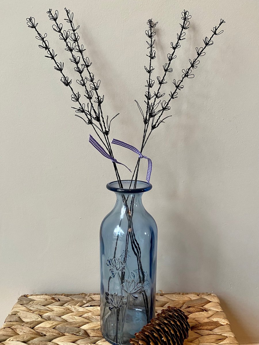 Handmade Wire English Lavender Stems-Posy of Three Stems-Everlasting Bouquet-Sum