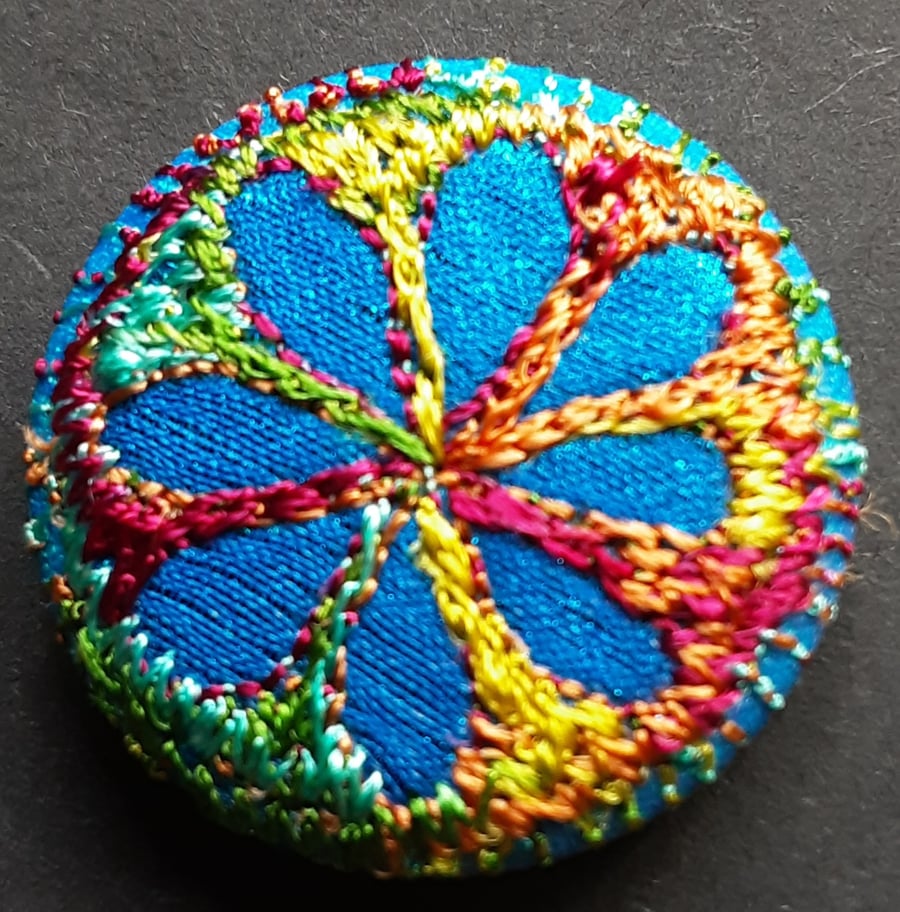 Buttons 1 inch button Hand Dyed Silks and Cottons Free Machine Embroidery Button