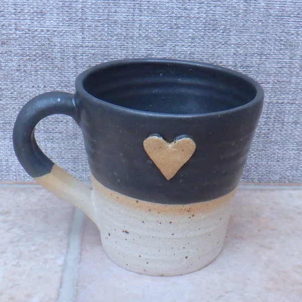Coffee mug tea cup stoneware hand thrown wheelthrown pottery heart ceramic