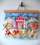 Beach Huts - UPcycled Applique Art textile picture