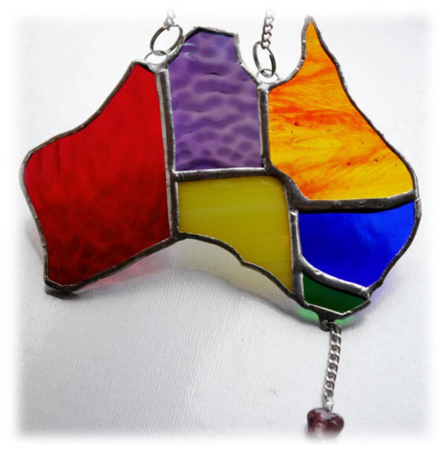 SOLD Australia Suncatcher Stained Glass Rainbow Map Oz