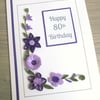 Quilled handmade 70th birthday card, special occasion, mum, grandma, personalise
