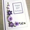 Quilled handmade 80th birthday card, for mum, grandma, can be personalised