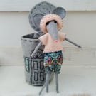 Handmade felt tin can mouse house and mouse