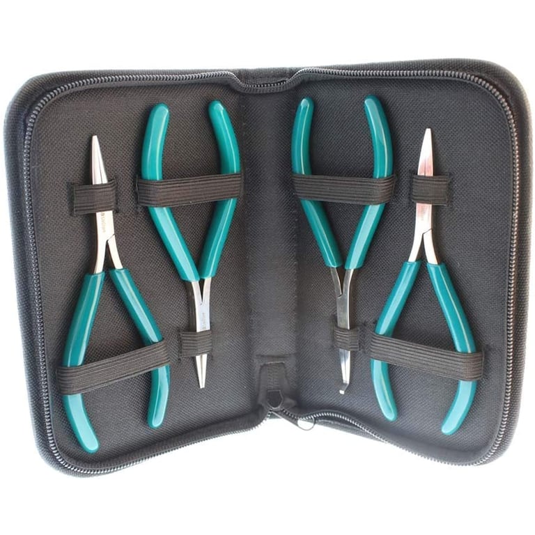 4Pc Micro Fine Plier Kit from BeadSmith, Boxjoint Chain, Bent, Flat, Bent Flat  