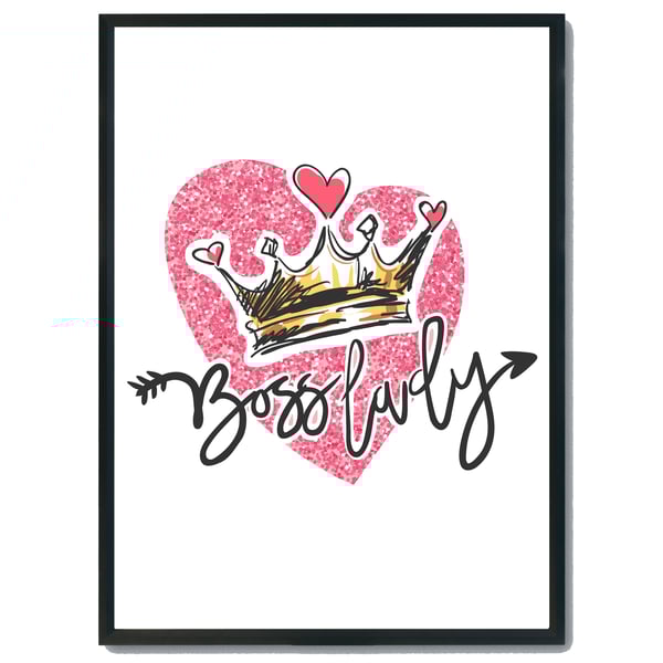 Boss lady girls room print, girl room quote print,  girl boss wall art