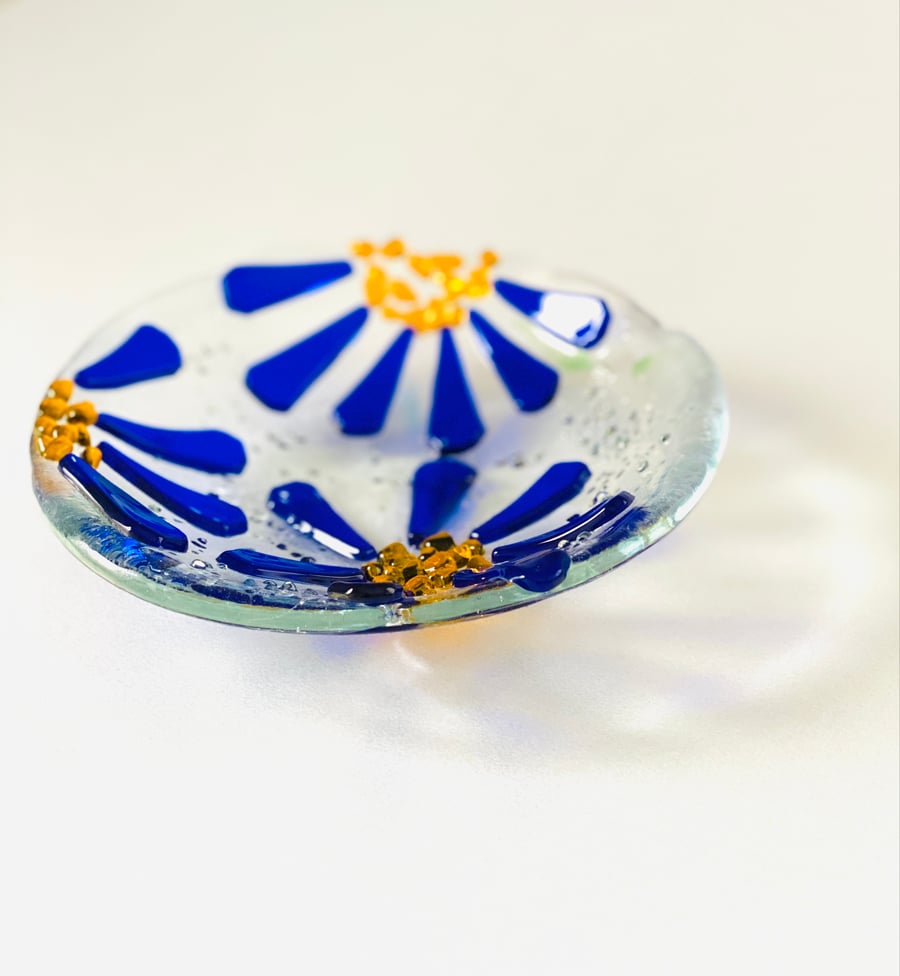 pretty fused glass dish - recycled glass 