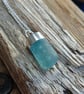 Sea glass 'bullet' shaped stopper necklace set in silver  - Image 1