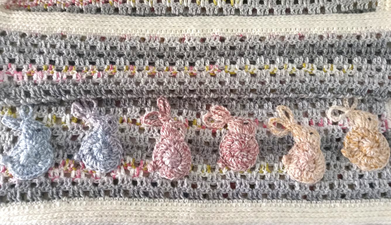 Crochet Baby Blanket with Bunny Applique - Baby Crochet Treasured Keepsake.