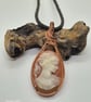 Vintage Cameo,  wire wrapped pendant in copper wire  - Image 7