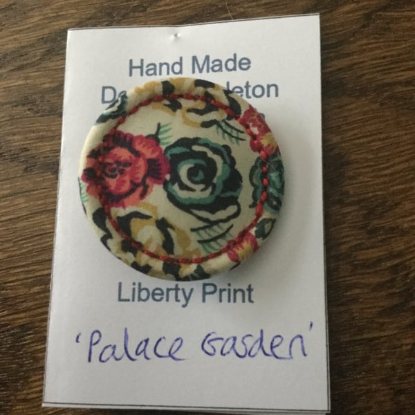 Liberty Print Dorset Singleton Button Brooch, ‘Palace Garden’, Red