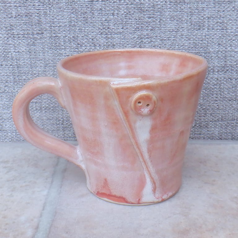 Coffee mug tea cup button hand thrown stoneware pottery ceramic