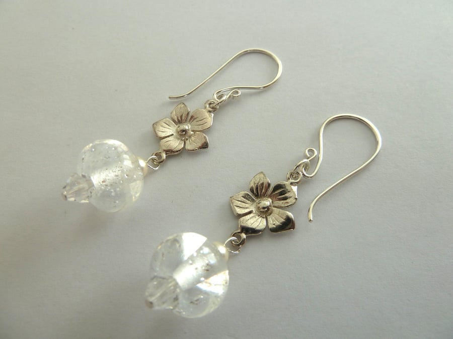 silver dichroic earrings