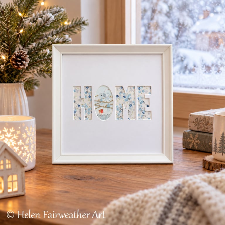 "When Robins Appear..." Robin original watercolour painting winter landscape