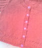 Baby's Hand Knitted Round Neck Cardigan with Lacy Set in Sleeves, Custom Make - Image 4