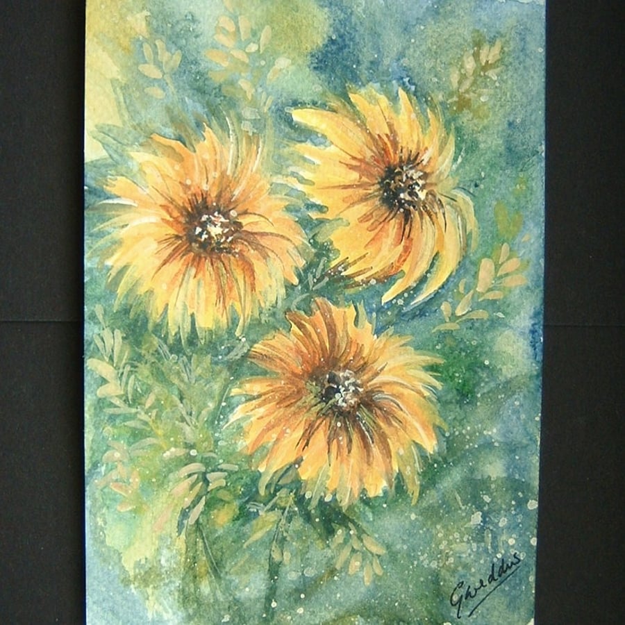Art painting original paintings floral flowers postcard 141