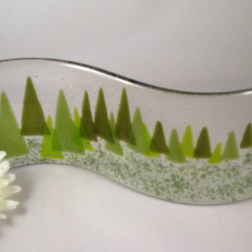 SOLD - Woodland Curved Glass Plaque