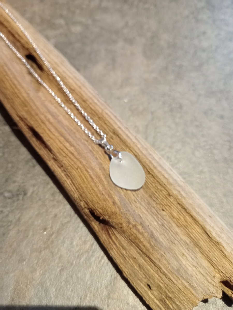 Silver Sea Glass Necklace 